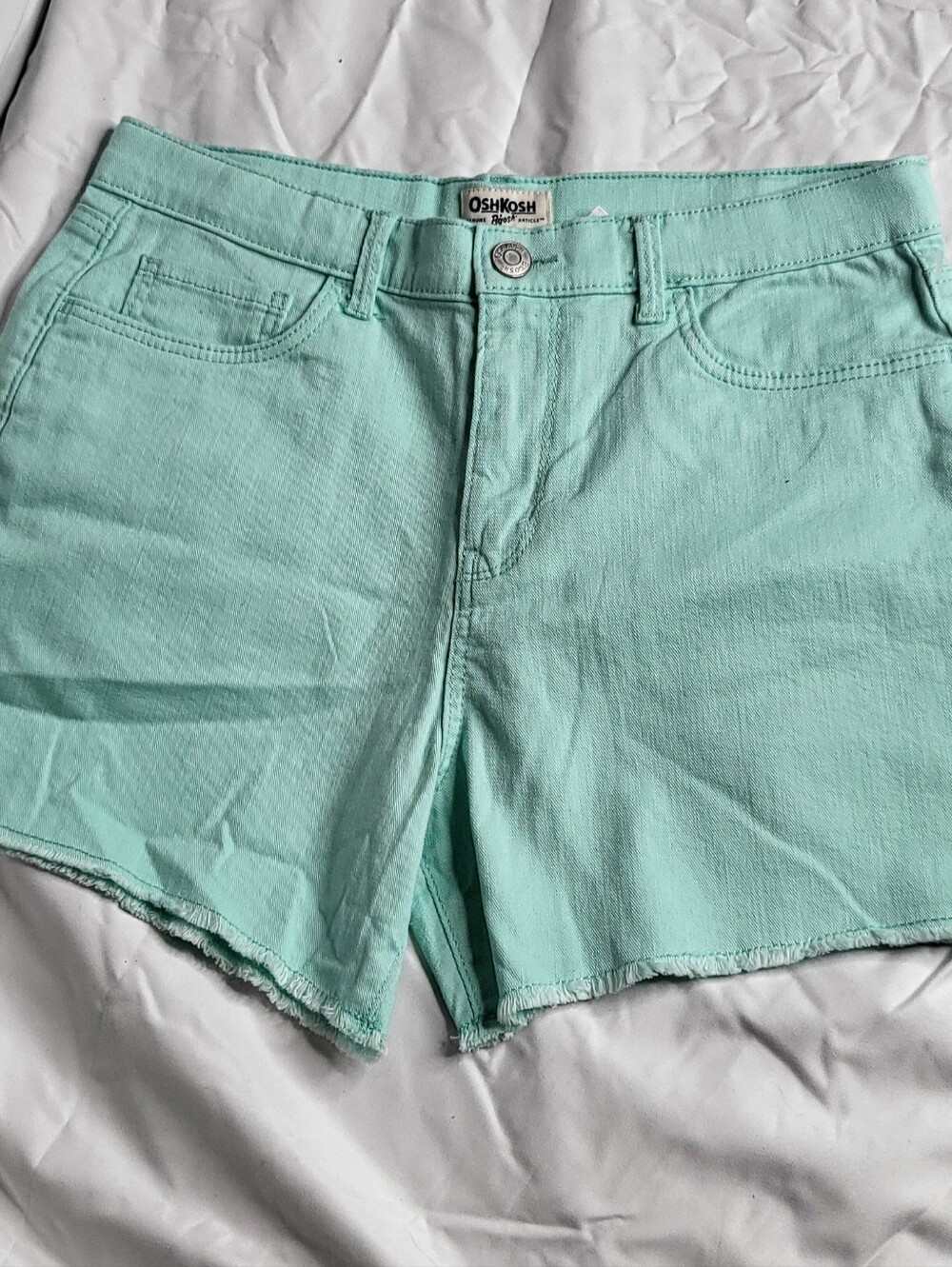 OshKosh B'gosh Mint Green Denim Shorts with Frayed Hem